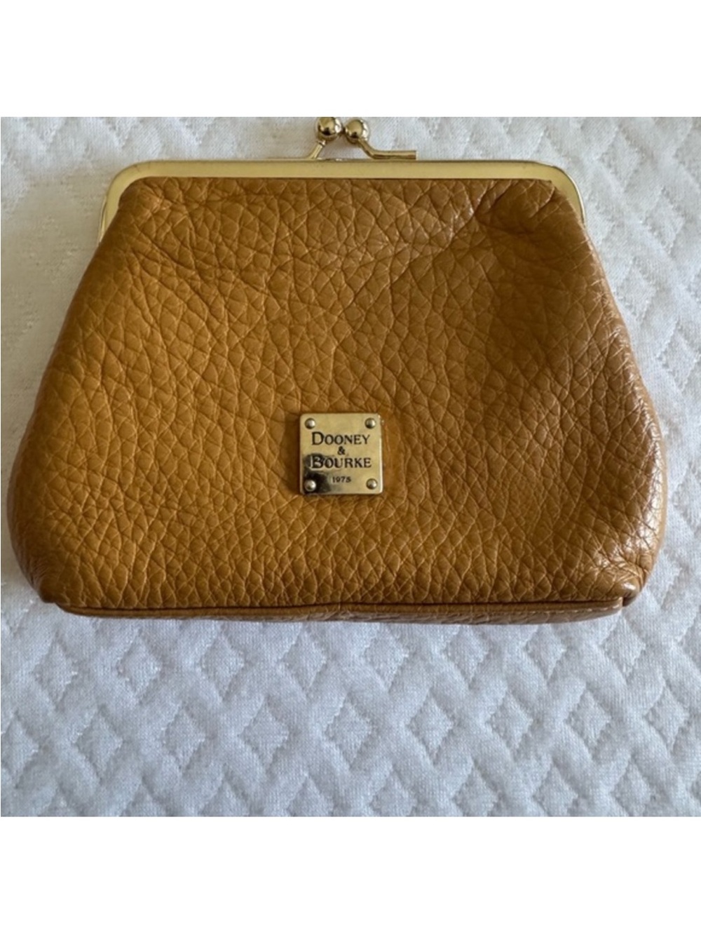 Dooney & Bourke Brown Pebbled Leather Kiss-Lock Clutch